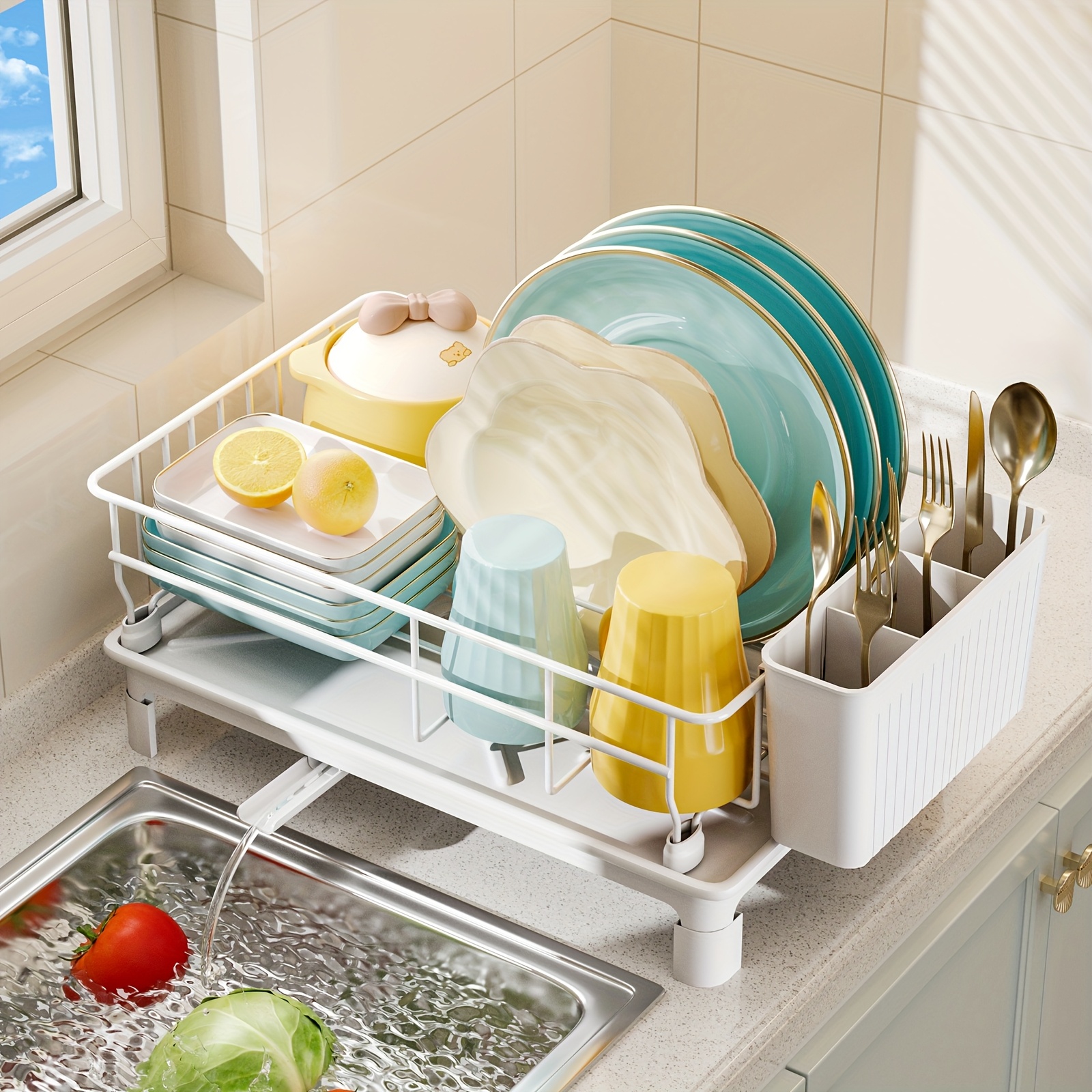 Space-Saving Dish Rack with Cutlery Holder & Drainboard – Only RM17.99! Limited Stock Available!
